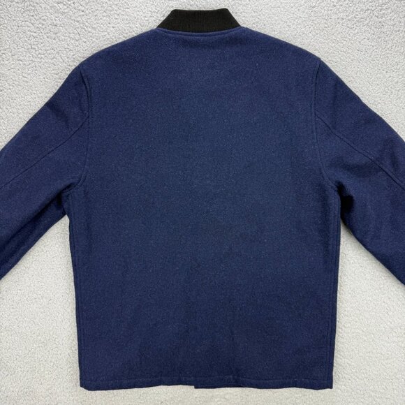 Wallace & Barnes Jacket Mens Small S Navy Blue Bomber Wool Quilted Lined J Crew - Picture 3 of 8